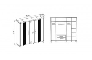 Шкаф 5-ти дверный Миранте (Mirante) MINT-33