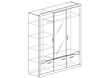 Трехдверный шкаф для одежды Ронда 310